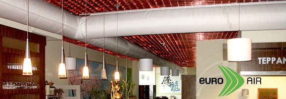 Benefits of Fabric Ducts  over galvanized steel air ducts are such as draft-free air distribution, lower cost, lower installation cost, lower energy consumption for HVAC LEED Green Buildings, etc. (Fabric Air Duct, Air Sock Duct, Air Duct Sock, Air Sox Duct, Air Duct Sox, Textile Air Duct) 
